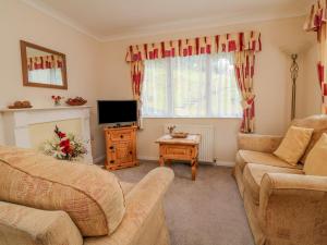 a living room with a couch and a tv at 22 Two Little Ducks in Lynton