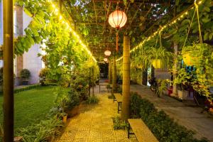 a greenhouse with a bunch of plants and lights at Chi Thanh Villa in Hoi An