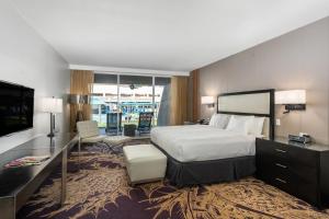 a hotel room with a large bed and a television at Hotel Zoso in Palm Springs