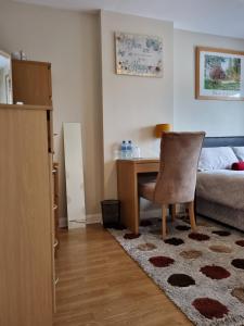 a room with a desk and a bed and a chair at Brooks Homestay in Dundalk