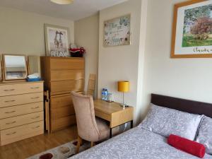 a bedroom with a bed and a desk and a bed and a desk at Brooks Homestay in Dundalk