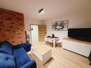 Televízia a/alebo spoločenská miestnosť v ubytovaní Apartament Morski Brzeg Gdynia Centrum