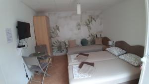 a living room with a couch and a tv at Vicky Apartments in Kotor
