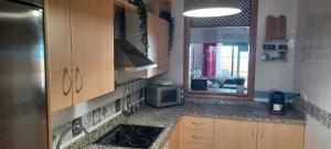 eine Küche mit Spüle und Herd oberen Backofen in der Unterkunft Sunset Apartment Aguadulce in Aguadulce