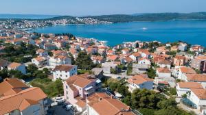 an aerial view of a town next to the water at Apartment Rina - 200 m from beach in Okrug Donji
