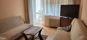 烏斯特卡的住宿－Apartament na Różanej II，带沙发和平面电视的客厅