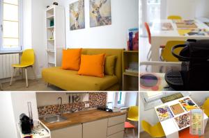 a collage of pictures of a room with a couch and a table at La Torretta Boutique Accommodation in Rapallo +53 photos