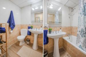 two pictures of a bathroom with a sink and a toilet at Apartment 233 Hispalis Triana in Seville