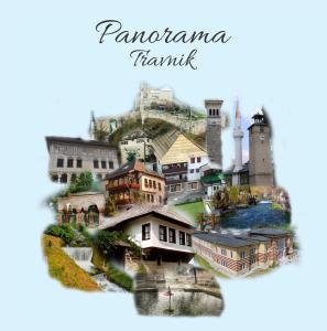 a drawing of a town with a castle at Panorama Travnik in Travnik