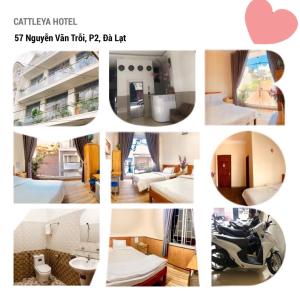 un collage de fotos de un hotel con una motocicleta en CATTLEYA HOTEL en Da Lat