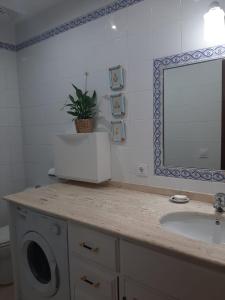ein Badezimmer mit einem Waschbecken und einer Waschmaschine in der Unterkunft Apartamento Barrio Santa Cruz, centro Sevilla in Sevilla