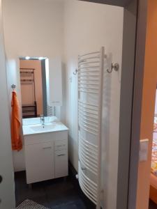un baño con lavabo y espejo en Altstadtidylle Allerheiligen, en Erfurt