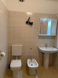 łazienka z toaletą i umywalką w obiekcie Appartamento Aurelia w mieście Molina di Ledro