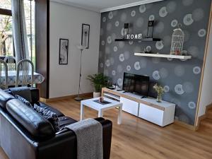 sala de estar con sofá y TV en Apartamento CASCO HISTÓRICO en Allariz
