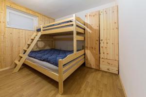1 Schlafzimmer mit 2 Etagenbetten in einer Hütte in der Unterkunft Apartma Valsar Rogla in Zreče