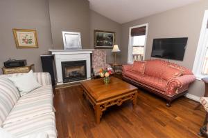 a living room with a couch and a fireplace at Wilson Vines in Wellington