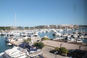 a bunch of boats parked in a marina at Bel appartement vue mer in Cogolin