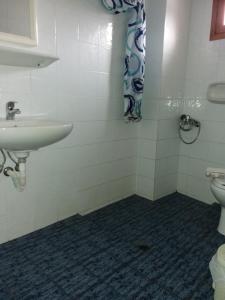 a bathroom with a sink and a toilet at Eftihia studios in Lentas