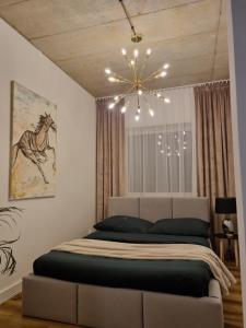 Łóżko lub łóżka w pokoju w obiekcie Apartament Wyspiański