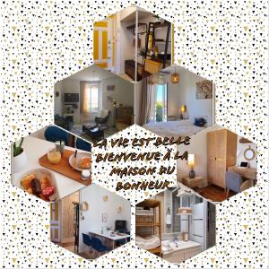 un collage de fotos de una casa en Maison du Bonheur l Art de vivre à la française Logement entier avec parking en Sainte-Savine