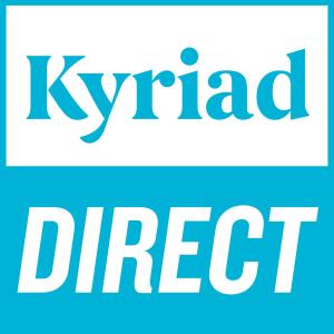 a sign with the word kirhad direct in blue at Kyriad Direct Achères in Achères
