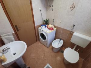 łazienka z pralką i toaletą w obiekcie Apartment Zoanda w mieście Premantura
