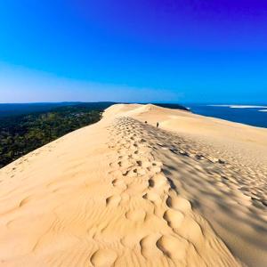 eine Sanddüne mit Fußabdrücken oben drauf in der Unterkunft Appartement T2 Pyla sur Mer proche Corniche/Dune in La Teste-de-Buch