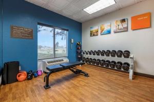 a gym with a bench and dumbbells in a room at Comfort Inn & Suites Orlando North in Sanford
