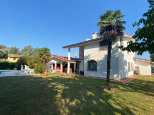 a house with a palm tree in the yard at Villa Lorivita in Bevazzana