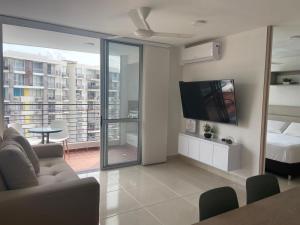 TV a/nebo společenská místnost v ubytování Hermoso conjunto residencial con piscina!