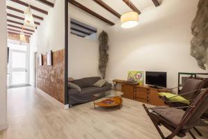 ein Wohnzimmer mit einem Sofa und einem TV in der Unterkunft Monlau 12 in Barcelona