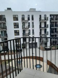 a view of an apartment building from a balcony at Apartament Garbary 84 in Poznań