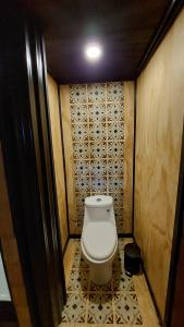 Glamping Domo Pullao في كاسترو: حمام صغير مع مرحاض في الغرفة