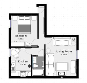 Půdorys ubytování Deeside Snugs Apartments