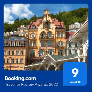 a screenshot of a hotel with a picture of a building at Hotel Romance in Karlovy Vary