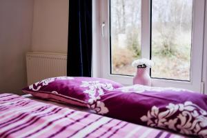 Postel nebo postele na pokoji v ubytování Domki Nad Stawami Apartament