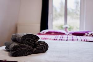Postel nebo postele na pokoji v ubytování Domki Nad Stawami Apartament