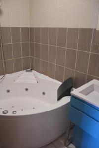 a bath tub in a bathroom with a sink at Le Zen appartement balnéo Grenoble in Grenoble +5 photos
