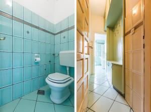 two pictures of a bathroom with a toilet at Forum 2BR apartment in old town in Zadar
