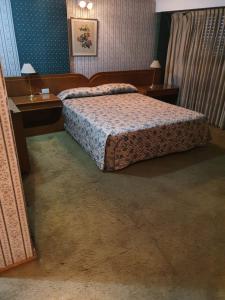 a bedroom with a bed and two nightstands and a bed sidx sidx sidx at Apartamentos Plaza in Rosario