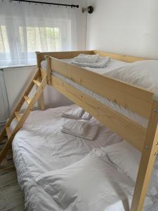 - deux lits superposés dans une chambre dans l'établissement Gite Bel Air La Mongie, à La Mongie