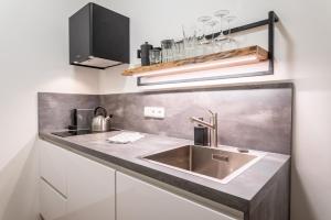 une cuisine avec un évier et un comptoir dans l'établissement Apartmán Vrchlabí Krkonoše, à Vrchlabí 8 autres photos