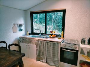 a kitchen with a sink and a window at appartement meublé sur la route de Compostelle ! in Aire-sur-lʼAdour
