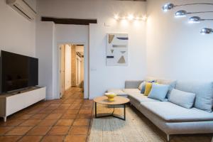 un salon avec un canapé et une télévision dans l'établissement Apartamentos La Xerea, à Valence