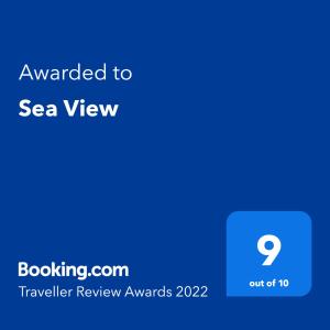 Certifikát, hodnocení, plakát nebo jiný dokument vystavený v ubytování Sea View