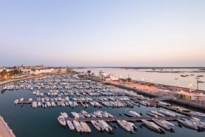 an aerial view of a marina with boats in the water at AP Eva Senses in Faro