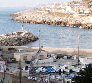 a group of boats are docked in a harbor at Kaban On in Marseille