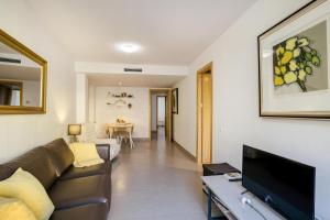 TV a/nebo společenská místnost v ubytování Ground floor apartment in Centre of Torroella De Montgri