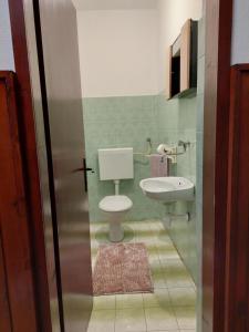 a bathroom with a toilet and a sink at Apartman Aurora in Čara +15 photos