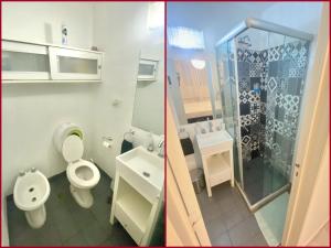 2 fotos de un baño con aseo y lavabo en Amazing & Quiet 1BD Apt in Recoleta - Location !! en Buenos Aires